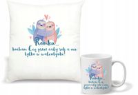 Zestaw PODUSZKA + KUBEK ze nadrukiem PREZENT NA WALENTYNKI DLA MĘŻA + IMIĘ