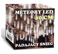 SOPLE METEORY BIAŁE ZIMNE LED LAMPKI PADAJĄCY ŚNIEG 30cm BIAŁY ZIMNY