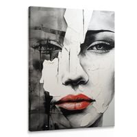 Obraz Do Sypialni PORTRET Kobiety Czerwone Usta Beton 20cm x 30cm