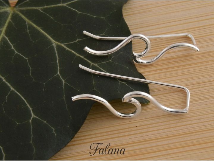 NAUSZNICE SREBRNE KOLCZYKI FALE DRUCIKI WAVE kn187 zdjęcie 3