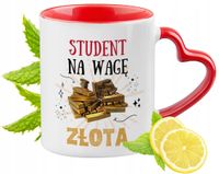 Kubek Czerwony Z Uszkiem W Kształcie Serca Dla Studenta Na Prezent
