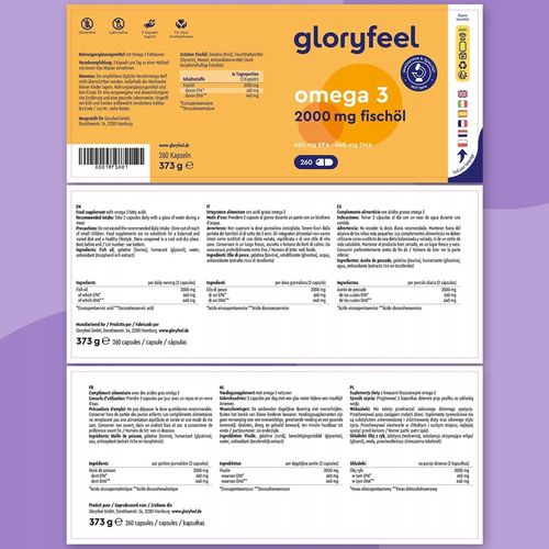 OMEGA 3 DHA EPA W WYSOKICH DAWKACH 2000mg na 260 kapsułek gloryfeel na Arena.pl