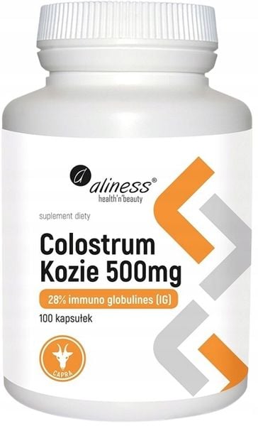 Aliness Kolostrum Kozie SIARA 500 mg Odporność Colostrum Stres Mięśnie zdjęcie 2