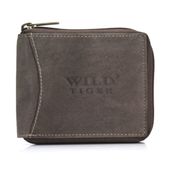 portfel męski poziomy z nubuku wild tiger - ciemnobrązowy