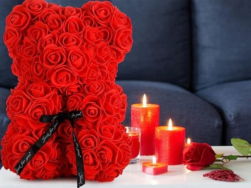 MIŚ Z PŁATKÓW RÓŻ PREZENT DUŻY PUDEŁKO ROSE BEAR RÓŻANY BUKIET KWIATÓW na Arena.pl