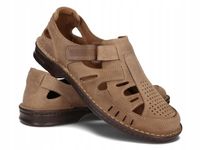 Sandały na Rzepy Buty Męskie Oddychające Skóra Naturalna 260 Brązowe 43