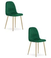 Krzesła welurowe PADVA zielone zestaw 2 szt nogi dąb do jadalni kuchni
