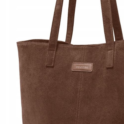 PUCCINI Torebka Damska Shopper Duża Ekologiczny Zamsz Brązowa BK2251034D-2 na Arena.pl