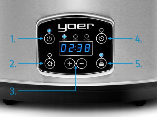 Wolnowar Slow Cooker Garnek ceramiczny 6,5L Yoer 320W INOX LCD +Programator na Arena.pl