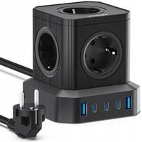 Listwa zasilająca VOOMY Cube S65 5 gniazd 3 USB-C (65W), 2 USB-A, 2M czarna