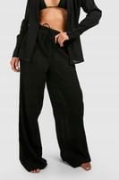 BOOHOO CZARNE LUŹNE SPODNIE PLAŻOWE TEKSTURA M9J NG2__S