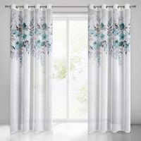 Zasłona gotowa na przelotkach GRETA 140x250 biała turkusowa malowane