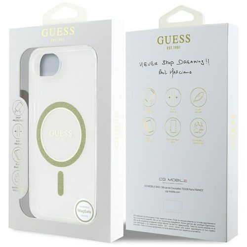 Etui Guess IML Glitter Circle MagSafe do iPhone 16e przezroczysty na Arena.pl