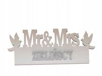 MR & MRS z nazwiskiem na dom lub na wesele