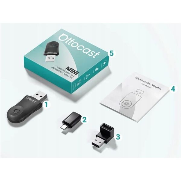 Ottocast Mini 2w1 Bezprzewodowy CarPlay / Android Auto Adapter CA505-T zdjęcie 7