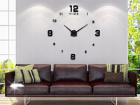 ZEGAR ŚCIENNY DUŻY NA ŚCIANĘ DO SALONU NAKLEJANY CICHY 3D 130 CM CZARNY