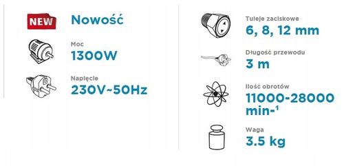 GRAPHITE FREZARKA GÓRNOWRZECIONOWA DO DREWNA 1300W UCHWYT 6, 8, 12mm 59G717 na Arena.pl