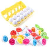 Puzzle klocki jajka 12 szt wytłaczanka Montessori liczby i kolory
