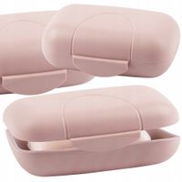 PLASTIKOWA MYDELNICZKA ZAMYKANA POJEMNIK NA MYDŁO 11X8X4CM RÓŻOWA PODRÓŻNA