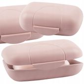 PLASTIKOWA MYDELNICZKA ZAMYKANA POJEMNIK NA MYDŁO 11X8X4CM RÓŻOWA PODRÓŻNA
