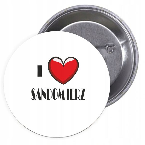 Przypinki buttony I LOVE SANDOMIERZ znaczki zdjęcie 1