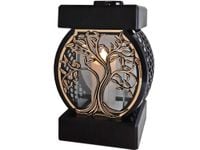 ZNICZ ZNICZE LAMPION NA GRÓB KOŁO RTN DRZEWO RAMA ZŁOTO+ŚWIECA LED BIAŁA