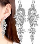 Srebrne Ozdobne Kolczyki Długie Kryształki Boho  P40