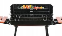 GRILL WĘGLOWY OGRODOWY SKŁADANE PÓŁKI STALOWY RUSZT 53x33cm PRZENOŚNY LUND