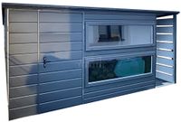 Schowek domek ogrodowy 3,8x2,5m + wiata 0,7x2,5m Brama 2x Okno rynny TS963