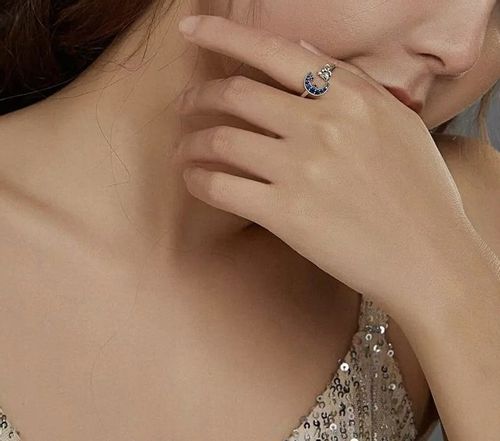 Pierścionek srebrny KSIĘŻYC I KOT regulowany s925 +pudełko na Arena.pl