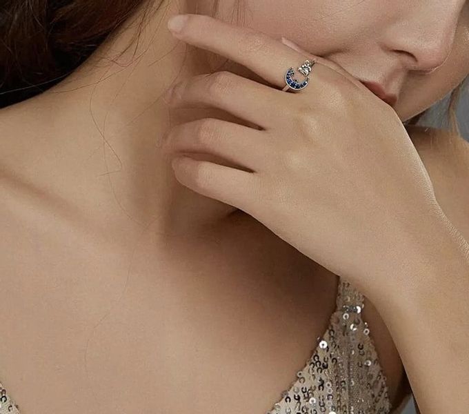 Pierścionek srebrny KSIĘŻYC I KOT regulowany s925 +pudełko zdjęcie 2