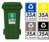NAKLEJKI SEGREGACJA ŚMIECI 5 SZT NA ŚMIETNIK Z ADRESEM KOSZ 30x19 cm 5 szt
