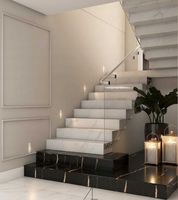 Białe marmuropodobne płytki na schody z ŻYŁKĄ 100x30 wysoki POŁYSK NOWOŚĆ