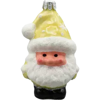 Bombka choinkowa szklana: Świąteczny Skrzat Mikołaj: żółty