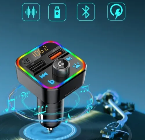 TRANSMITER ODTWARZACZ FM BLUETOOTH Z MIKROFONEM SZYBKA ŁADOWARKA QC USB na Arena.pl