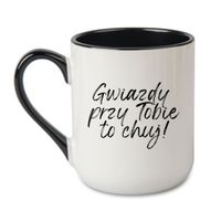 KUBEK "GWIAZDY PRZY TOBIE TO CHUJ!" Wzór - Elegant Coffee Czarny 330 ml