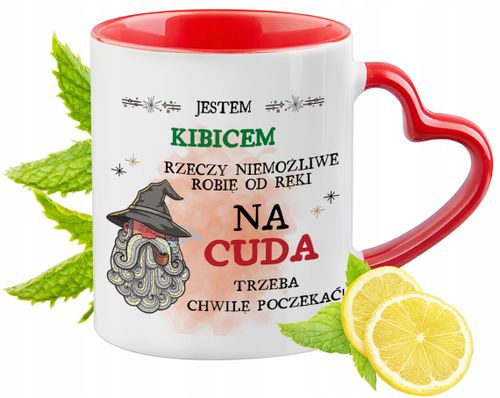 Kubek Dla Kibica Czerwony Z Uszkiem W Kształcie Serca Na Prezent na Arena.pl