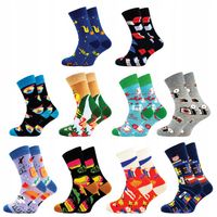 10 Par Skarpety Męskie Śmieszne Bawełna Wysokie Skarpetki 43-46 BAWEŁNIANE