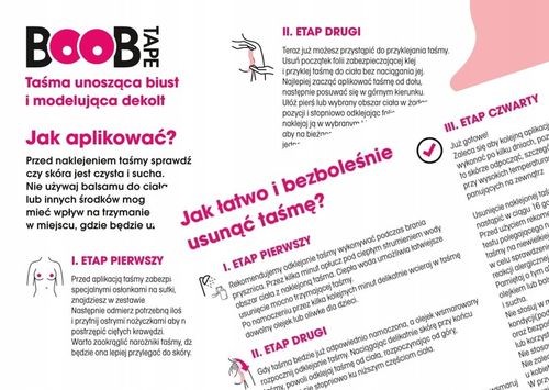 TAŚMA UNOSZĄCA BIUST TEJP MODELUJĄCA DEKOLT BOOB PUSHUP TAPE ULOTKA JĘZ. PL na Arena.pl