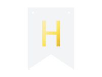 Baner DIY, 16 cm, biały, literka "H" [stwórz swój baner]