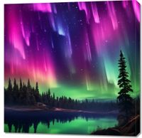 Obraz 90x90cm Zorza Nad Lasem