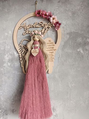 Anioł Stróż makrama imię prezent chrzest komunia w opakowaniu ozdobnym na Arena.pl