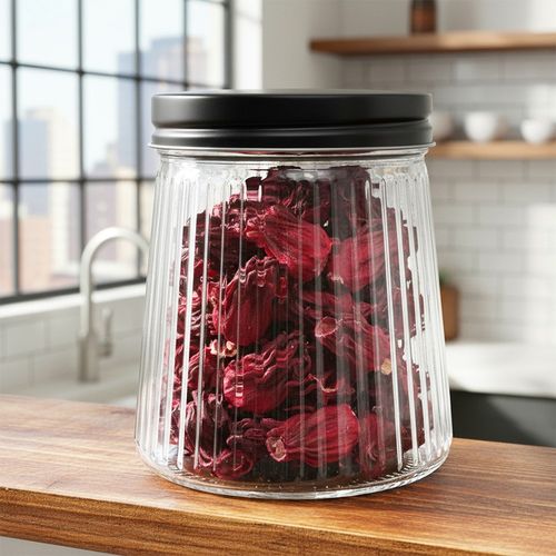 Pojemnik Szklany Czarny Kuchenny Na Żywność Produkty Sypkie Szczelny 0,7L na Arena.pl