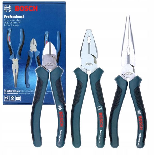 Zestaw 3 narzędzi szczypce kombinerki BOSCH zdjęcie 1
