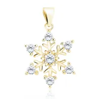 DELIKATNY POZŁACANY SREBRNY WISIOREK PŁATEK ŚNIEGU ŚNIEŻYNKA BIAŁE CYRKONIE