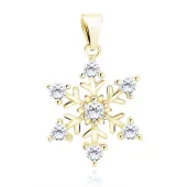 DELIKATNY POZŁACANY SREBRNY WISIOREK PŁATEK ŚNIEGU ŚNIEŻYNKA BIAŁE CYRKONIE