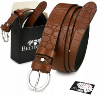 Skórzany Pasek Damski Do Spodni Sukienki Beltimore Brąz 3 Cm W82