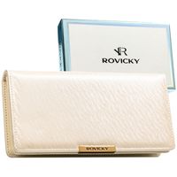 duży portfel damski ze skóry ekologicznej w kolorze ecru, zamykany