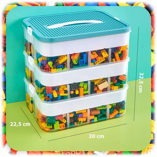 POJEMNIK na Klocki 3-PIĘTROWY WARSTWOWY ORGANIZER z Przegródkami 18 L na Arena.pl