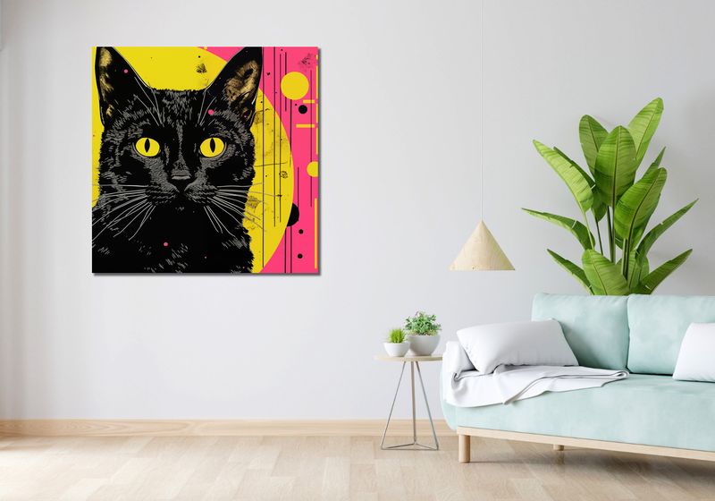 Obraz 100x100cm Neonowy Kocur zdjęcie 2